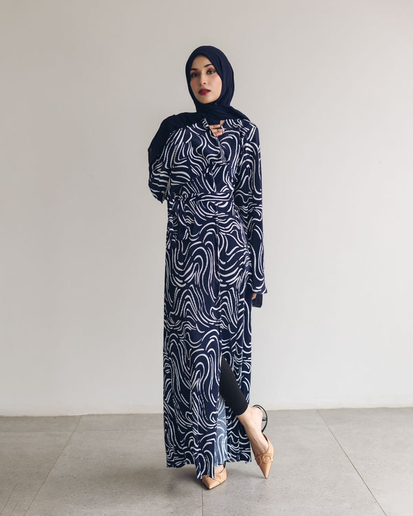 Navy pleated Abaya