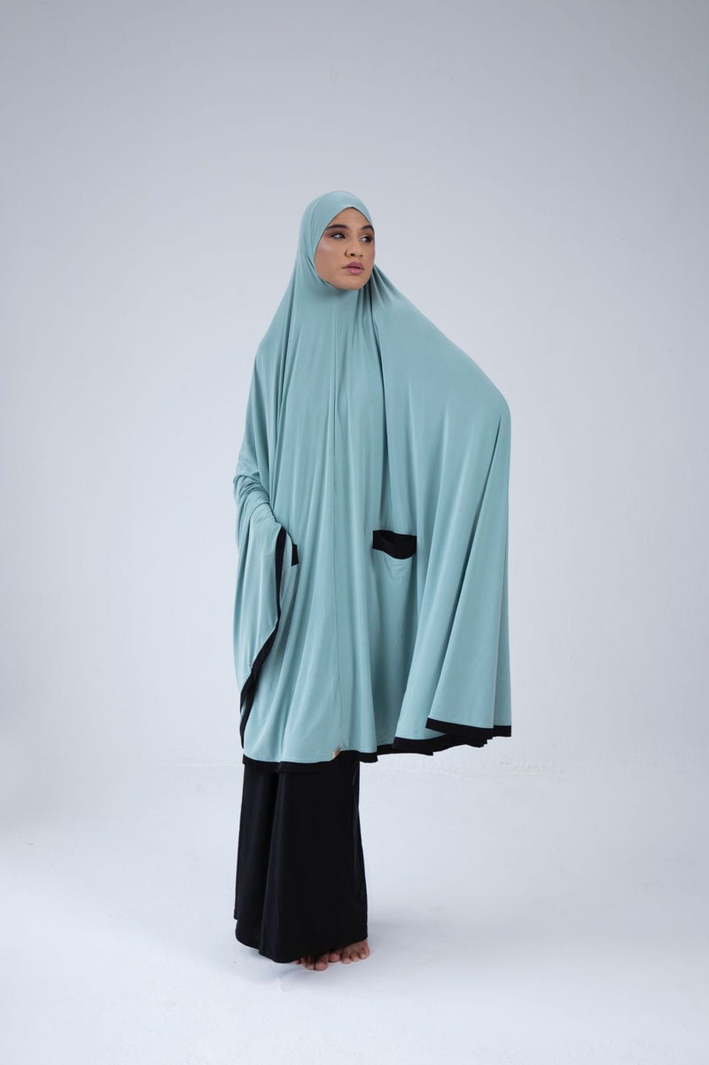 Mint with black burqa