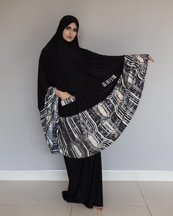 Zareena Black with abstract two toned burka