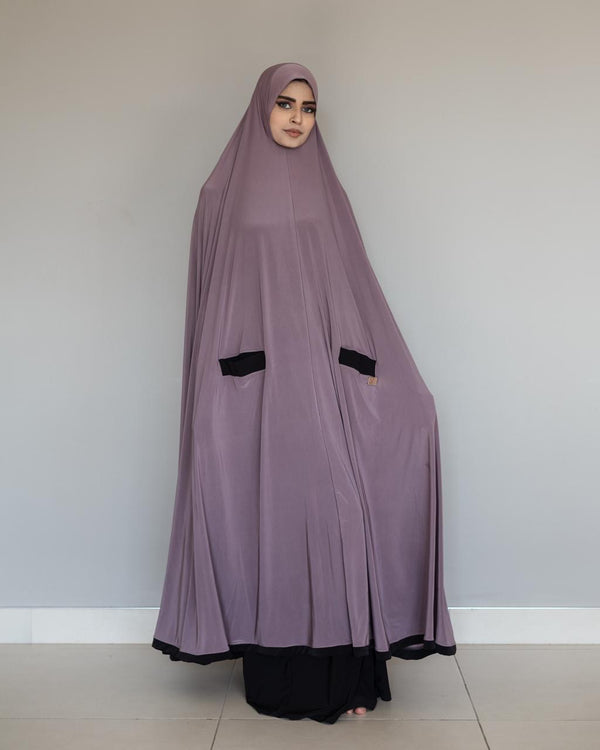 Ankle Length Burka mauve with Black Contrast