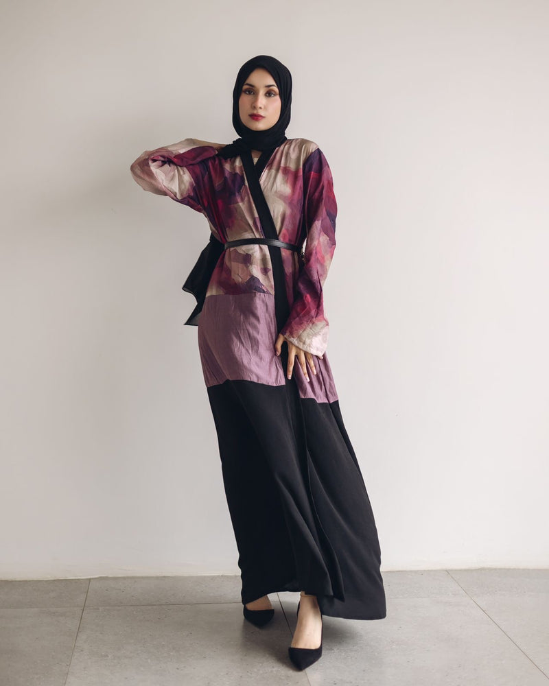 Mixed berry with black bottom Abaya