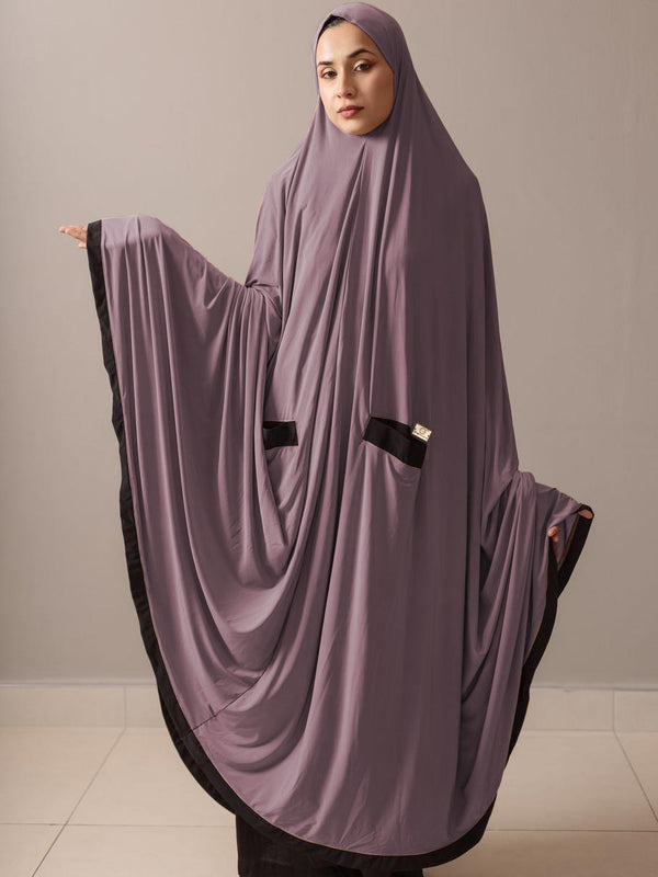 Ankle Length Burka lilac with Black Contrast