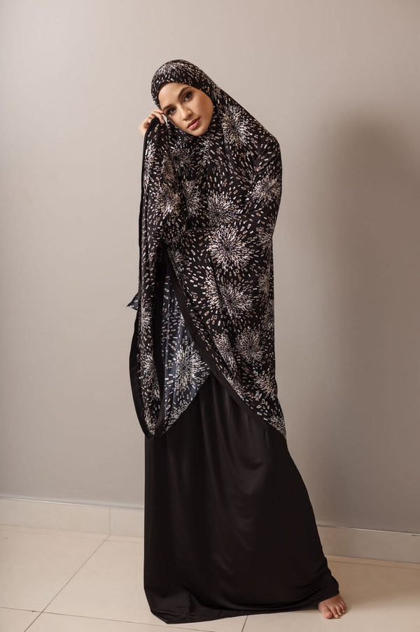 Knee Length Burka black Abstract